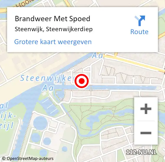 Locatie op kaart van de 112 melding: Brandweer Met Spoed Naar Steenwijk, Steenwijkerdiep op 6 december 2016 13:08