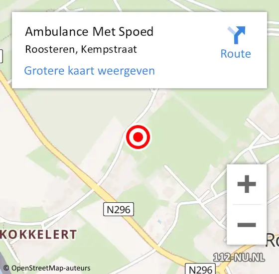 Locatie op kaart van de 112 melding: Ambulance Met Spoed Naar Roosteren, Kempstraat op 6 december 2016 13:08