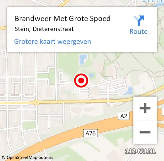 Locatie op kaart van de 112 melding: Brandweer Met Grote Spoed Naar Stein, Dieterenstraat op 6 december 2016 13:11