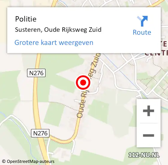 Locatie op kaart van de 112 melding: Politie Susteren, Oude Rijksweg Zuid op 6 december 2016 13:40