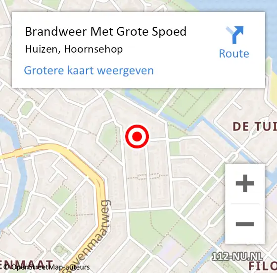 Locatie op kaart van de 112 melding: Brandweer Met Grote Spoed Naar Huizen, Hoornsehop op 6 december 2016 14:00