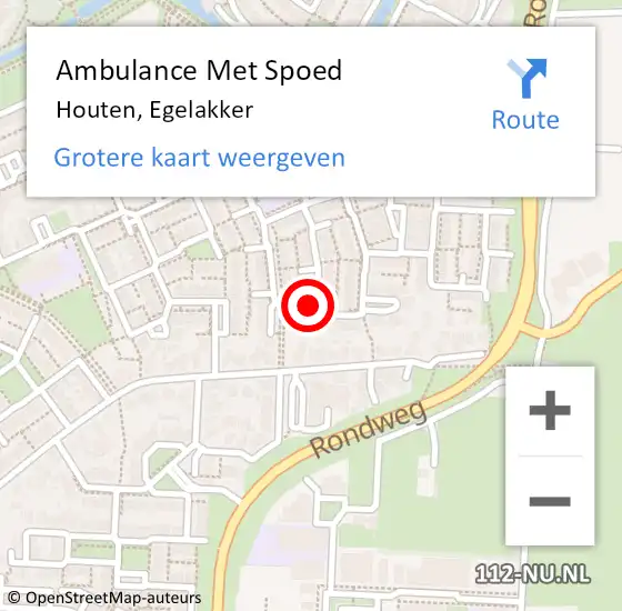 Locatie op kaart van de 112 melding: Ambulance Met Spoed Naar Houten, Egelakker op 6 december 2016 14:18