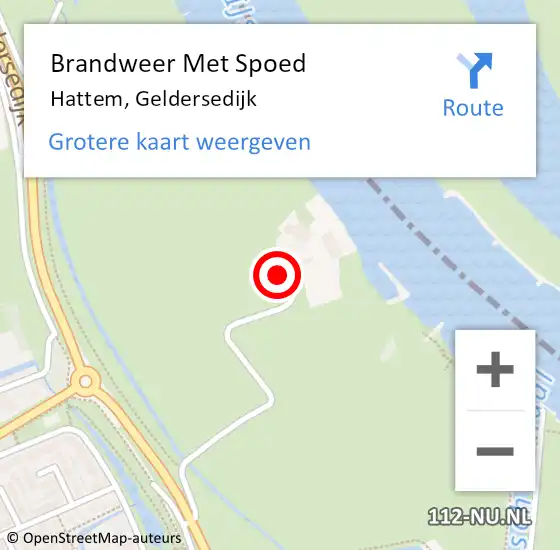 Locatie op kaart van de 112 melding: Brandweer Met Spoed Naar Hattem, Geldersedijk op 6 december 2016 14:28