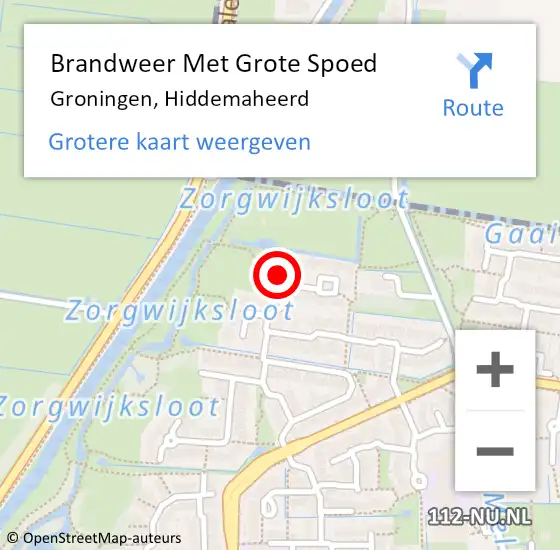 Locatie op kaart van de 112 melding: Brandweer Met Grote Spoed Naar Groningen, Hiddemaheerd op 6 december 2016 14:39