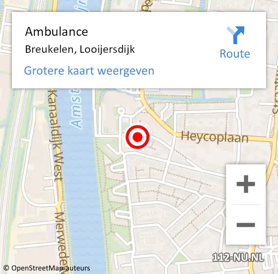 Locatie op kaart van de 112 melding: Ambulance Breukelen, Looijersdijk op 6 december 2016 16:12