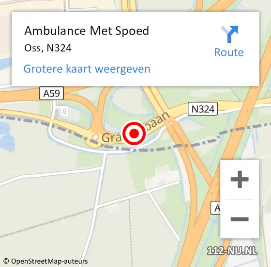 Locatie op kaart van de 112 melding: Ambulance Met Spoed Naar Oss, N324 op 6 december 2016 16:26