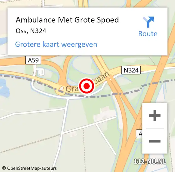 Locatie op kaart van de 112 melding: Ambulance Met Grote Spoed Naar Oss, N324 op 6 december 2016 16:28