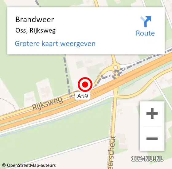 Locatie op kaart van de 112 melding: Brandweer Oss, Rijksweg op 6 december 2016 16:40