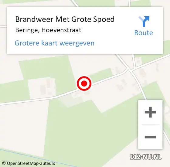 Locatie op kaart van de 112 melding: Brandweer Met Grote Spoed Naar Beringe, Hoevenstraat op 6 december 2016 16:40