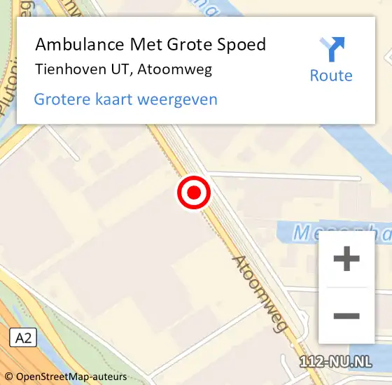 Locatie op kaart van de 112 melding: Ambulance Met Grote Spoed Naar Tienhoven UT, Atoomweg op 6 december 2016 16:46