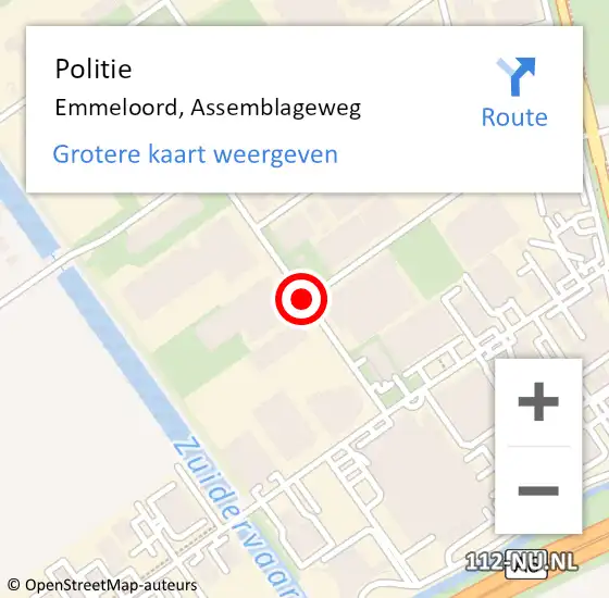 Locatie op kaart van de 112 melding: Politie Emmeloord, Assemblageweg op 6 december 2016 17:00