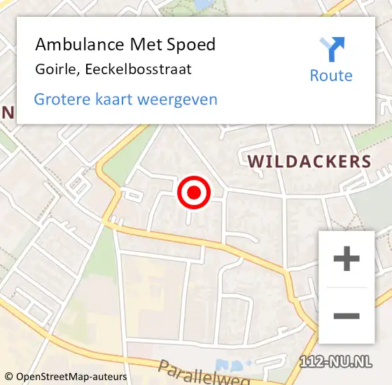 Locatie op kaart van de 112 melding: Ambulance Met Spoed Naar Goirle, Eeckelbosstraat op 6 december 2016 17:22