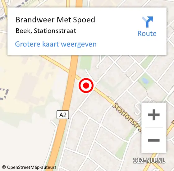 Locatie op kaart van de 112 melding: Brandweer Met Spoed Naar Beek, Stationsstraat op 6 december 2016 17:38