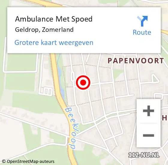 Locatie op kaart van de 112 melding: Ambulance Met Spoed Naar Geldrop, Zomerland op 6 december 2016 18:06