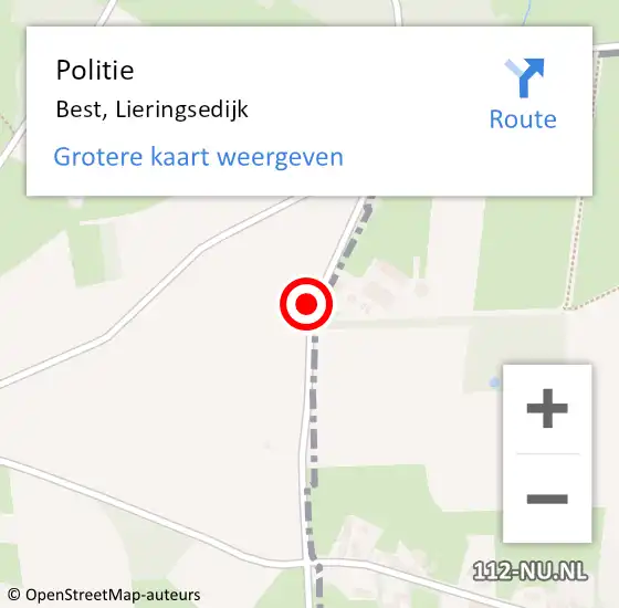 Locatie op kaart van de 112 melding: Politie Best, Lieringsedijk op 6 december 2016 18:30