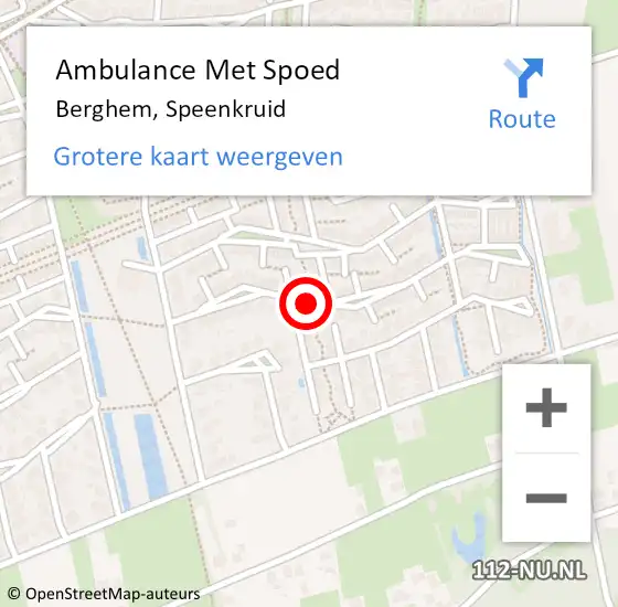 Locatie op kaart van de 112 melding: Ambulance Met Spoed Naar Berghem, Speenkruid op 3 januari 2014 16:41