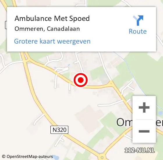 Locatie op kaart van de 112 melding: Ambulance Met Spoed Naar Ommeren, Canadalaan op 6 december 2016 19:58