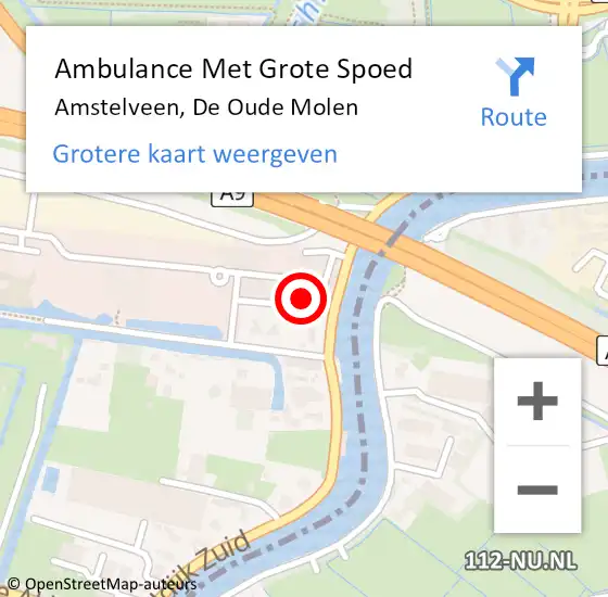 Locatie op kaart van de 112 melding: Ambulance Met Grote Spoed Naar Amstelveen, De Oude Molen op 6 december 2016 21:09