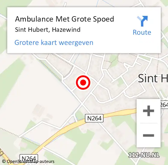 Locatie op kaart van de 112 melding: Ambulance Met Grote Spoed Naar Sint Hubert, Hazewind op 6 december 2016 21:15