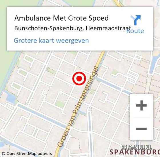 Locatie op kaart van de 112 melding: Ambulance Met Grote Spoed Naar Bunschoten-Spakenburg, Heemraadstraat op 6 december 2016 21:42