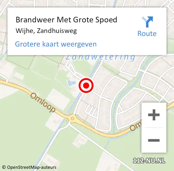 Locatie op kaart van de 112 melding: Brandweer Met Grote Spoed Naar Wijhe, Zandhuisweg op 6 december 2016 22:15