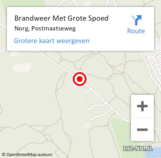 Locatie op kaart van de 112 melding: Brandweer Met Grote Spoed Naar Norg, Postmaatseweg op 3 januari 2014 16:50