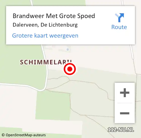 Locatie op kaart van de 112 melding: Brandweer Met Grote Spoed Naar Dalerveen, De Lichtenburg op 6 december 2016 22:27