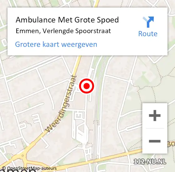 Locatie op kaart van de 112 melding: Ambulance Met Grote Spoed Naar Emmen, Verlengde Spoorstraat op 3 januari 2014 16:53