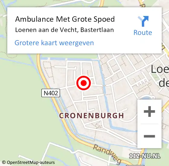 Locatie op kaart van de 112 melding: Ambulance Met Grote Spoed Naar Loenen aan de Vecht, Bastertlaan op 6 december 2016 23:50