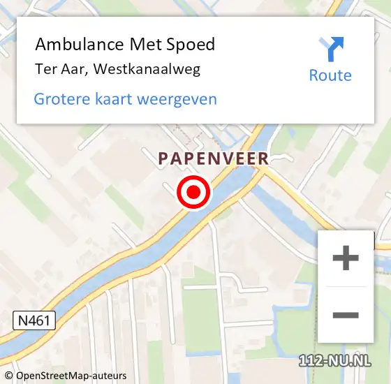 Locatie op kaart van de 112 melding: Ambulance Met Spoed Naar Ter Aar, Westkanaalweg op 7 december 2016 00:11