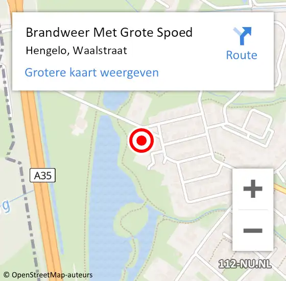 Locatie op kaart van de 112 melding: Brandweer Met Grote Spoed Naar Hengelo, Waalstraat op 7 december 2016 00:46