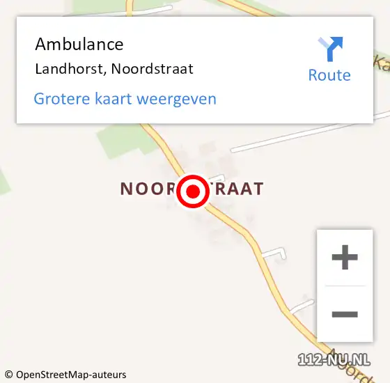 Locatie op kaart van de 112 melding: Ambulance Landhorst, Noordstraat op 7 december 2016 00:46