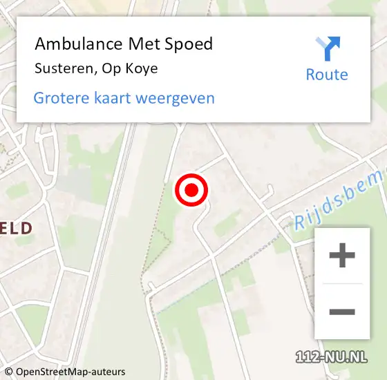 Locatie op kaart van de 112 melding: Ambulance Met Spoed Naar Susteren, Op Koye op 7 december 2016 01:10