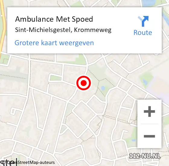 Locatie op kaart van de 112 melding: Ambulance Met Spoed Naar Sint-Michielsgestel, Krommeweg op 7 december 2016 01:21