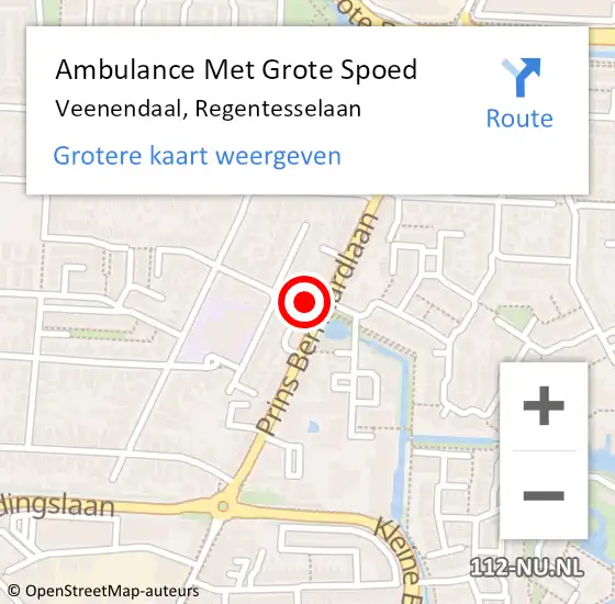 Locatie op kaart van de 112 melding: Ambulance Met Grote Spoed Naar Veenendaal, Regentesselaan op 7 december 2016 02:33
