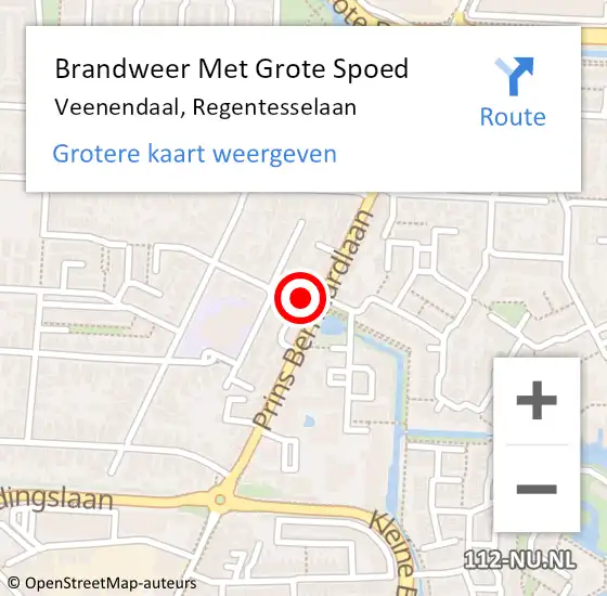 Locatie op kaart van de 112 melding: Brandweer Met Grote Spoed Naar Veenendaal, Regentesselaan op 7 december 2016 02:53