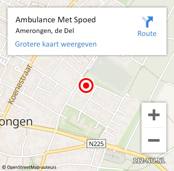 Locatie op kaart van de 112 melding: Ambulance Met Spoed Naar Amerongen, de Del op 7 december 2016 06:00