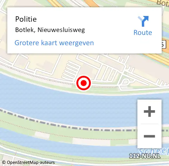 Locatie op kaart van de 112 melding: Politie Botlek, Nieuwesluisweg op 7 december 2016 07:05