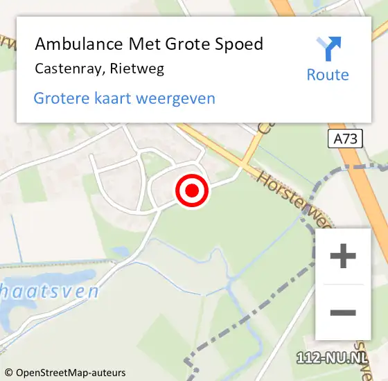 Locatie op kaart van de 112 melding: Ambulance Met Grote Spoed Naar Castenray, Rietweg op 3 januari 2014 17:10