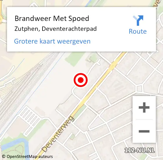 Locatie op kaart van de 112 melding: Brandweer Met Spoed Naar Zutphen, Deventerachterpad op 7 december 2016 08:18