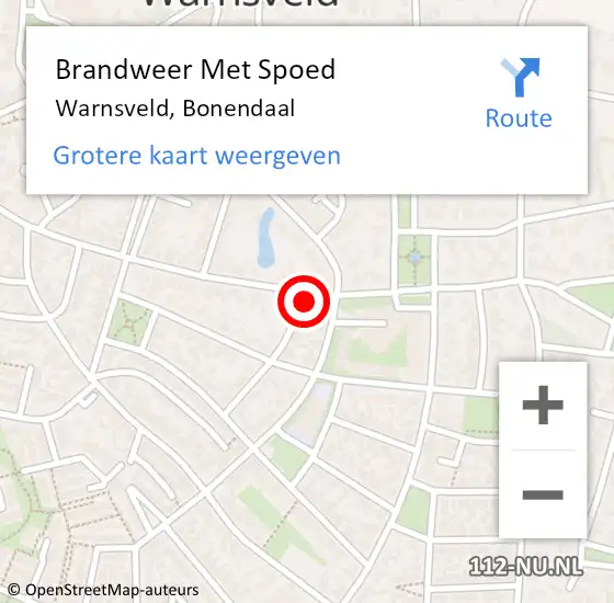 Locatie op kaart van de 112 melding: Brandweer Met Spoed Naar Warnsveld, Bonendaal op 7 december 2016 08:19