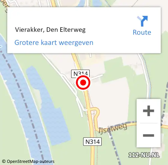 Locatie op kaart van de 112 melding:  Vierakker, Den Elterweg op 7 december 2016 08:23