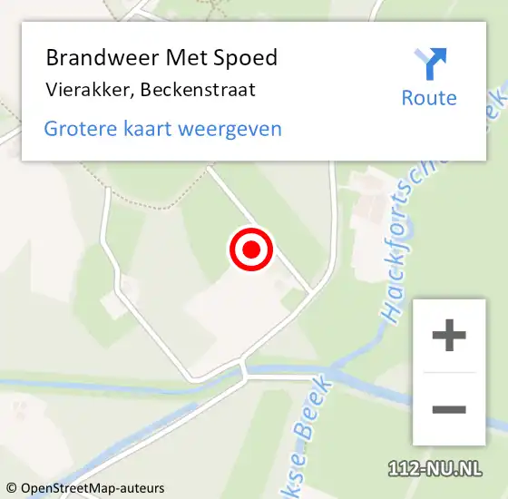 Locatie op kaart van de 112 melding: Brandweer Met Spoed Naar Vierakker, Beckenstraat op 7 december 2016 08:34