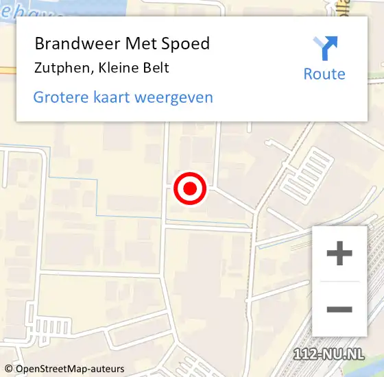 Locatie op kaart van de 112 melding: Brandweer Met Spoed Naar Zutphen, Kleine Belt op 7 december 2016 08:36