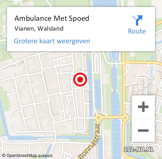 Locatie op kaart van de 112 melding: Ambulance Met Spoed Naar Vianen, Walsland op 7 december 2016 08:47