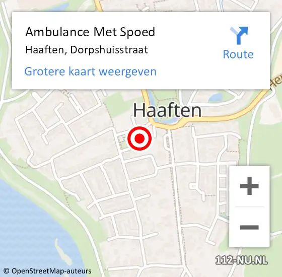 Locatie op kaart van de 112 melding: Ambulance Met Spoed Naar Haaften, Dorpshuisstraat op 7 december 2016 09:02