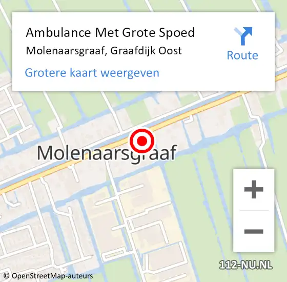 Locatie op kaart van de 112 melding: Ambulance Met Grote Spoed Naar Molenaarsgraaf, Graafdijk Oost op 7 december 2016 09:07