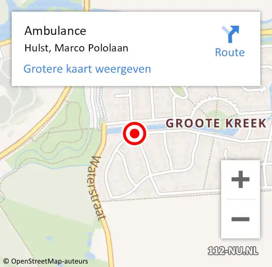 Locatie op kaart van de 112 melding: Ambulance Hulst, Marco Pololaan op 7 december 2016 09:25