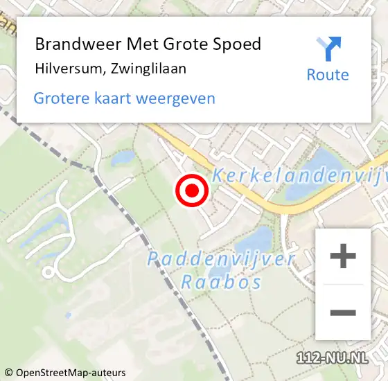 Locatie op kaart van de 112 melding: Brandweer Met Grote Spoed Naar Hilversum, Zwinglilaan op 3 januari 2014 17:21