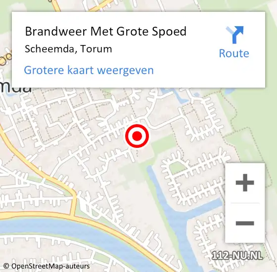 Locatie op kaart van de 112 melding: Brandweer Met Grote Spoed Naar Scheemda, Torum op 7 december 2016 10:39